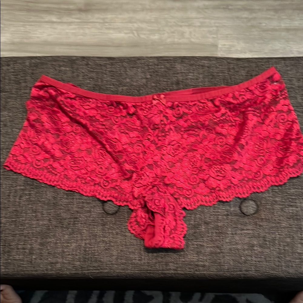 Lace Boyshort Panties - Red